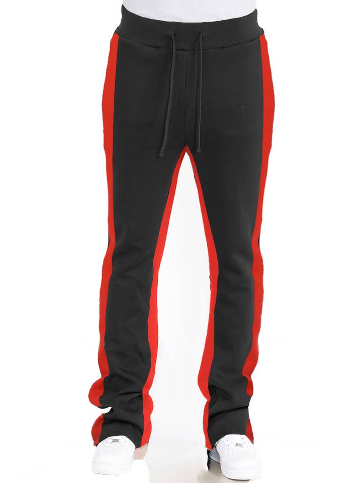 WEIV - Wholesale Athletic Sweatpants/Joggers - Men's - Two Stripe Flare Stacked Track Pants TP1323