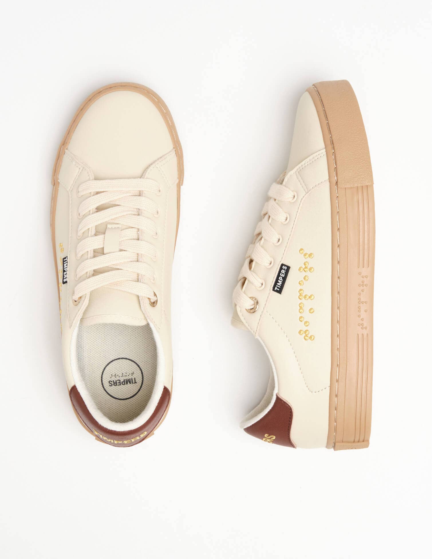 Timpers - Wholesale Lifestyle Sneakers - Unisex - Diseño de zapatillas veganas beige por personas con discapacidades1