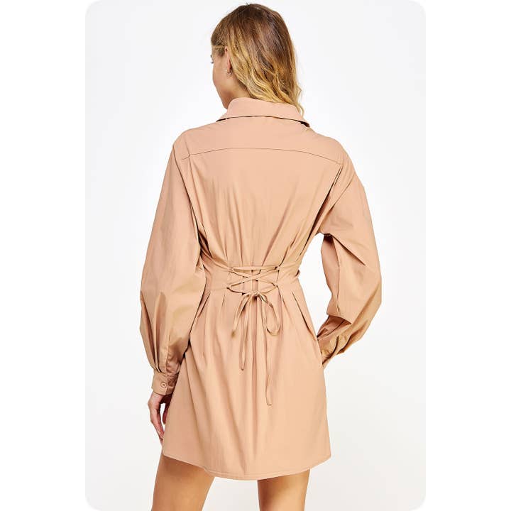 Strut & Bolt - Wholesale Dress - Women's - Poplin Corset Shirt Mini Dress14