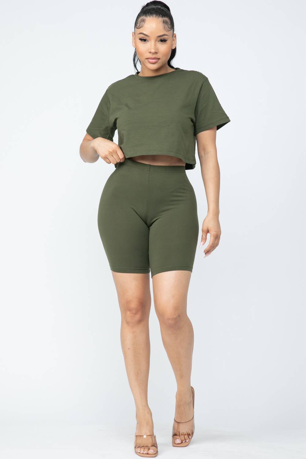 Boswell - Wholesale Top & Short Set (NOT Loungewear) - Women's - Biker Short Set With Short Sleeve Crop12