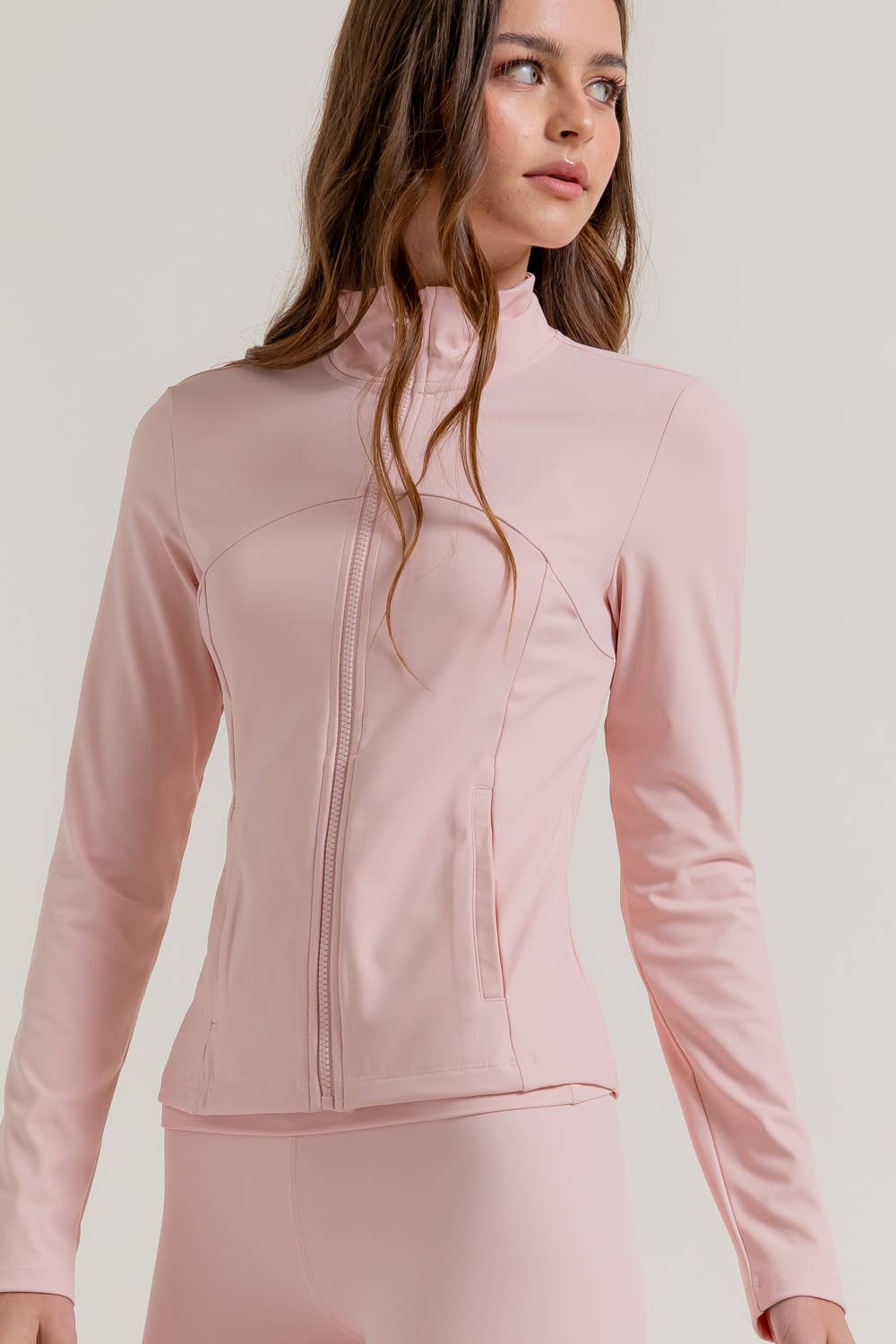 Active Basic | Active USA - Wholesale Athletic Jacket - Women's - Long Sleeve Mock Neck Seam Detail Workout Jacket14