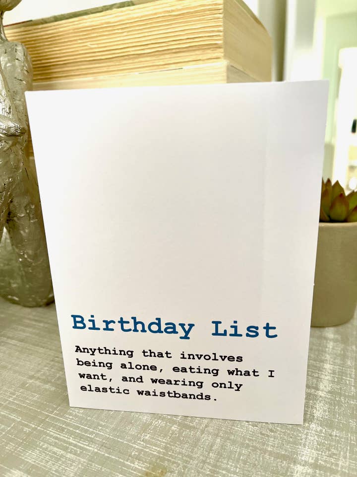 Carte d'anniversaire amusante - Liste d'anniversaires pour la vente par Bad Cards Boutique