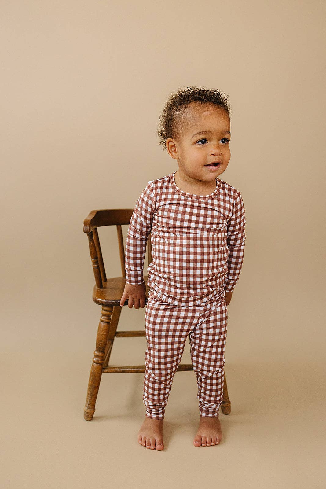 Lucky Panda Kids - Wholesale Lounge Set - Kids - Bamboo Two Piece Set | Chocolate Gingham9
