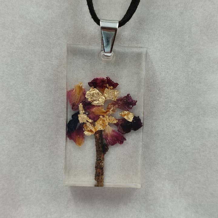 Necklace rectangle with dried flowers - 2 for wholesale by DioniCreations
