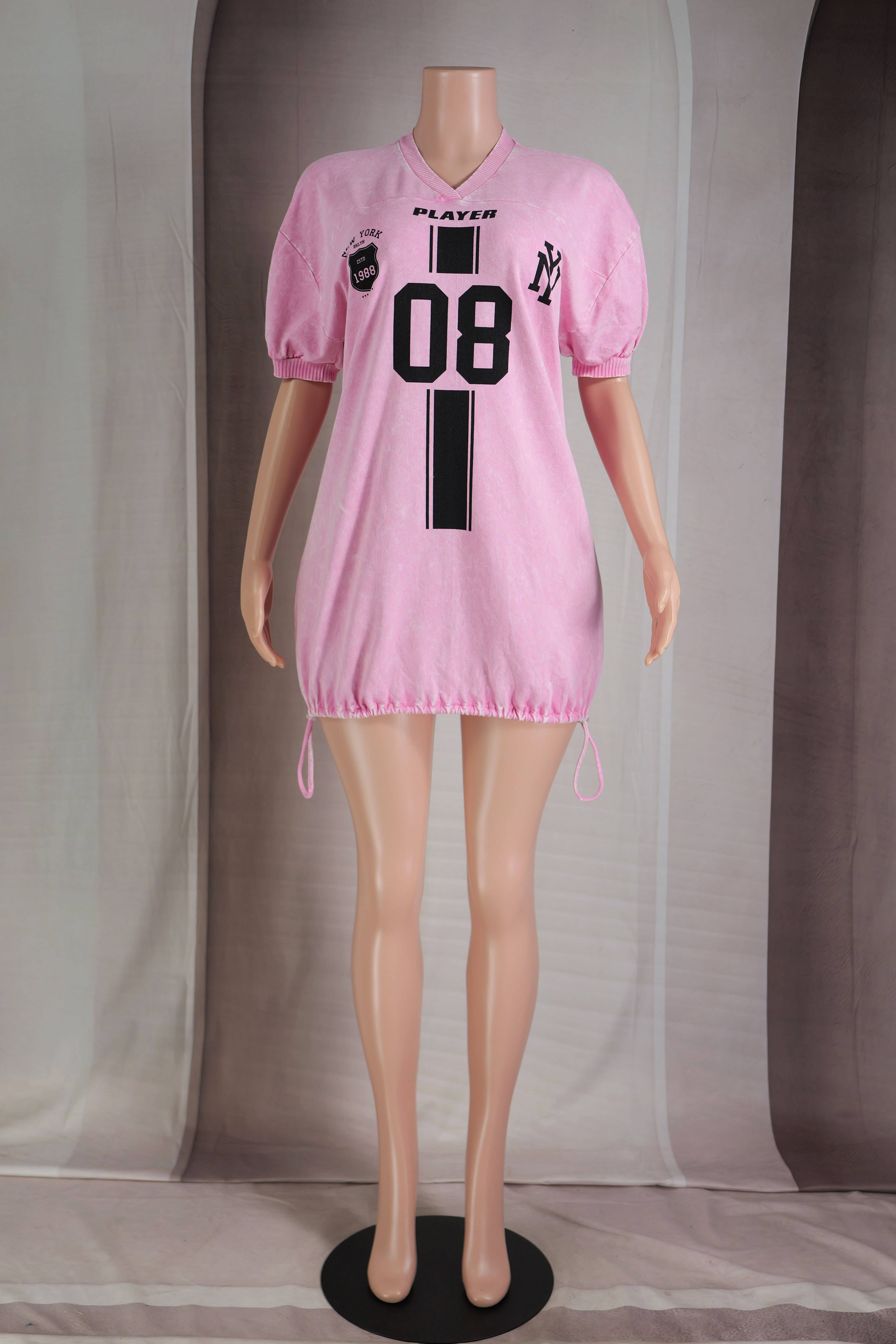 Dalia Studio - Vendita all'ingrosso Vestito - Donna - ABITO GRAFICO STILE MAGLIA SPORTIVA LAVAGGIO MINERALE0