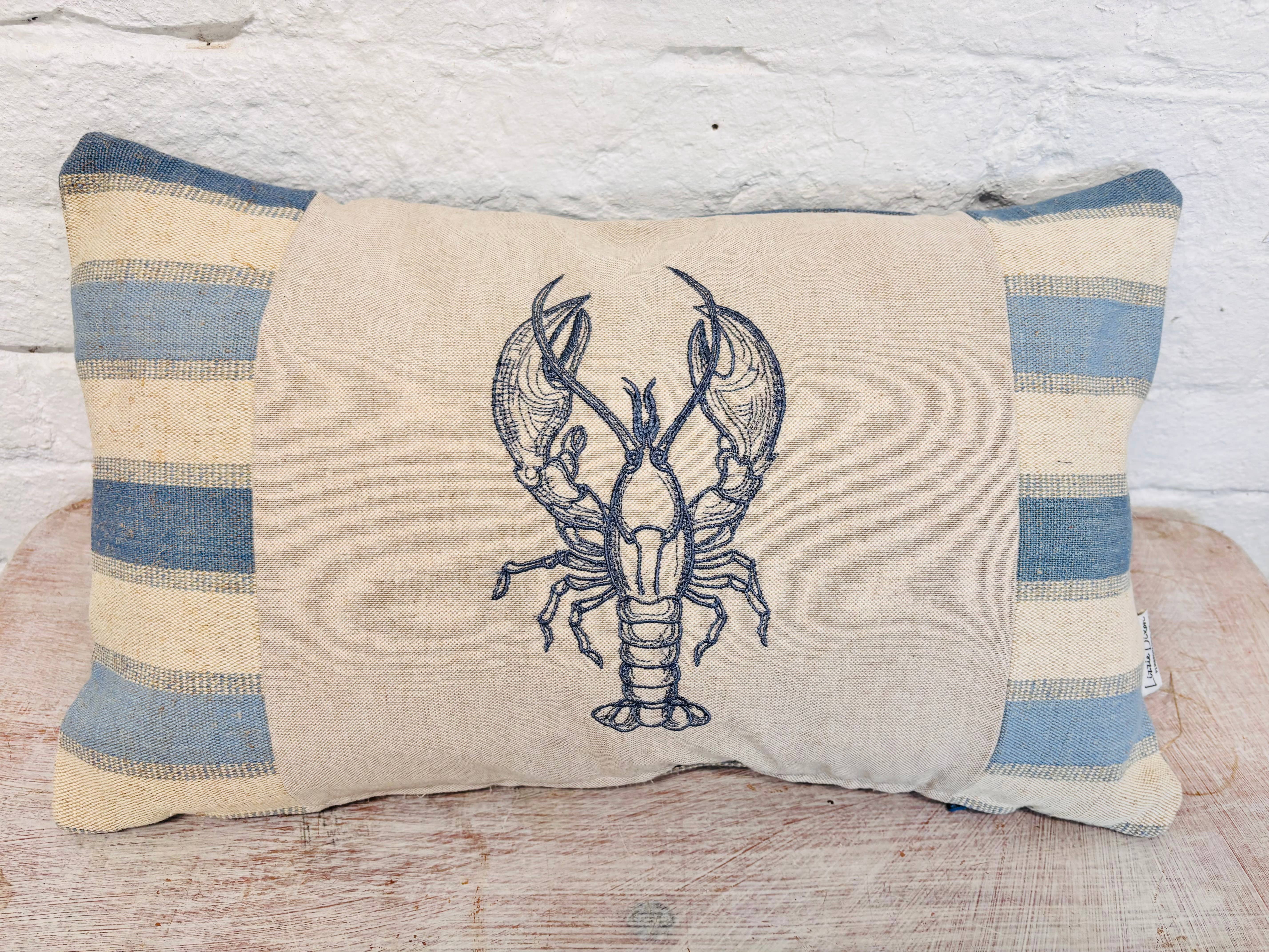 Lizzie Dixon Designs - Wholesale Throw/Decorative Pillow - Lobster Cushion-Blue Dotty 1