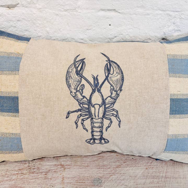 Lizzie Dixon Designs - Wholesale Throw/Decorative Pillow - Lobster Cushion-Blue Dotty 1