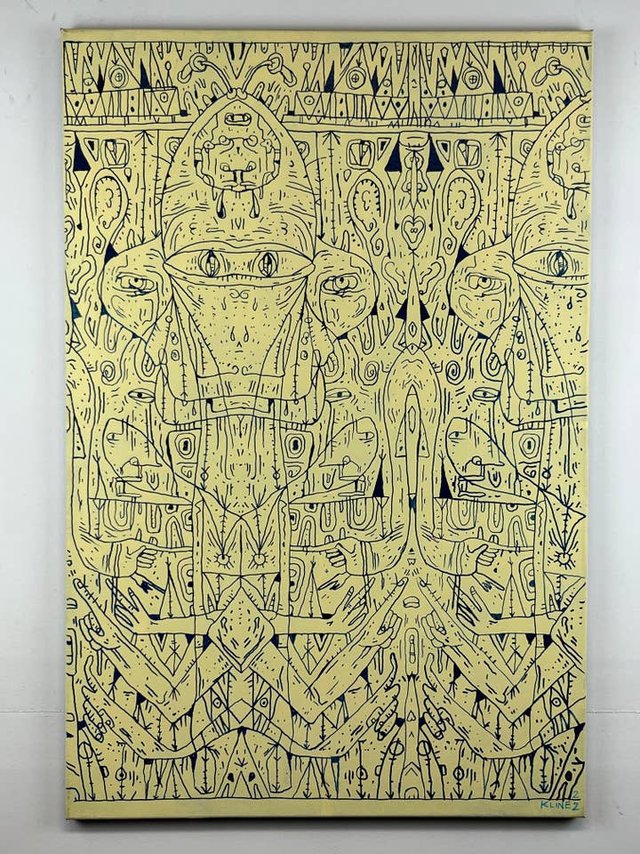 Tout nous cache. Acrylique sur toile. 24 « x 36". Artiste artistique John Kline pour la vente par John Kline Artwork