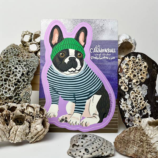 Cannonball, the French Bulldog Sailor, Sticker Sheet for wholesale by Studio Sardine