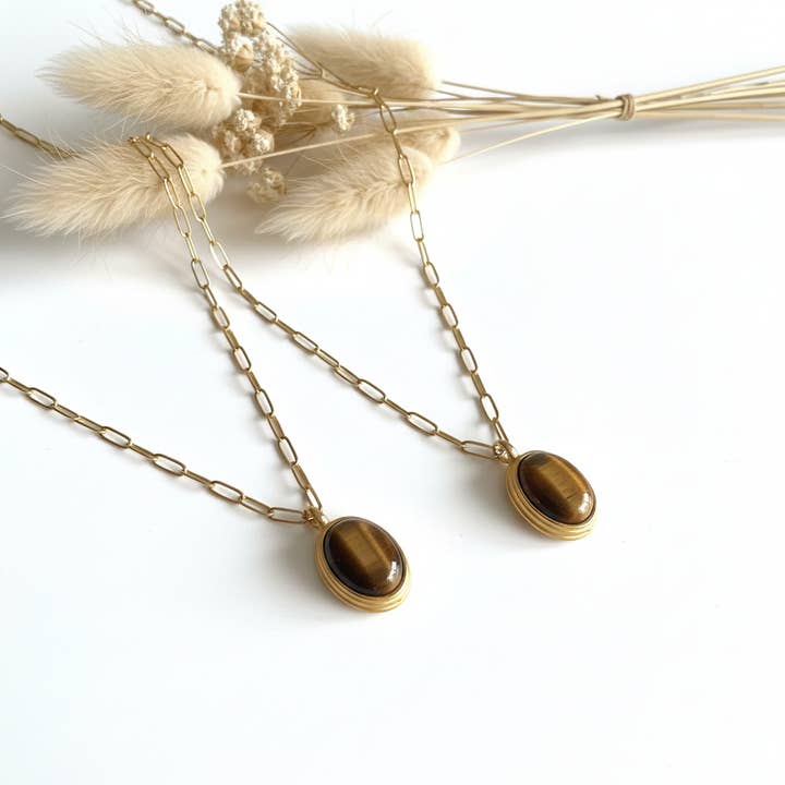 Tiger Eye Stone Necklace for wholesale by Produtos Namasté