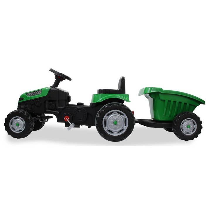 mhw24 - Venta al por mayor Coches/camiones de juguete - Niños - Tractor de pedales Strong Bull Green con remolque