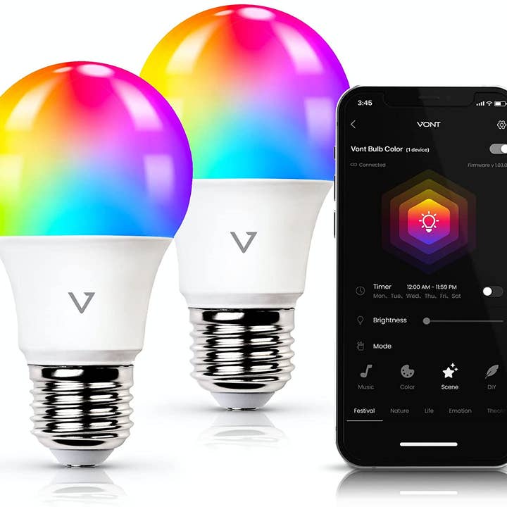 Smart LED-lampor 2-pack, WiFi & Bluetooth 5.0, kompatibla med Alexa och Google för wholesale av Vont