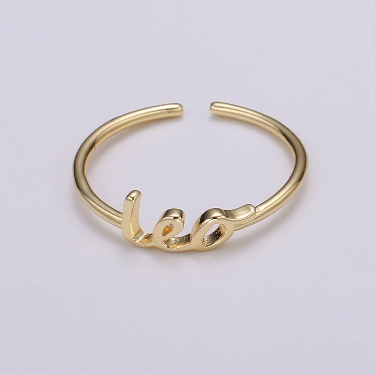 Aim Eternal - Wholesale Band/Stacked Ring - Gold Zodiac Ring Words Gold Ring, Astrology Horoscope Ring Birthday Personalized Gift Open Adjustable Ring for Stacking Ring Midi Ring R-422-R-43310