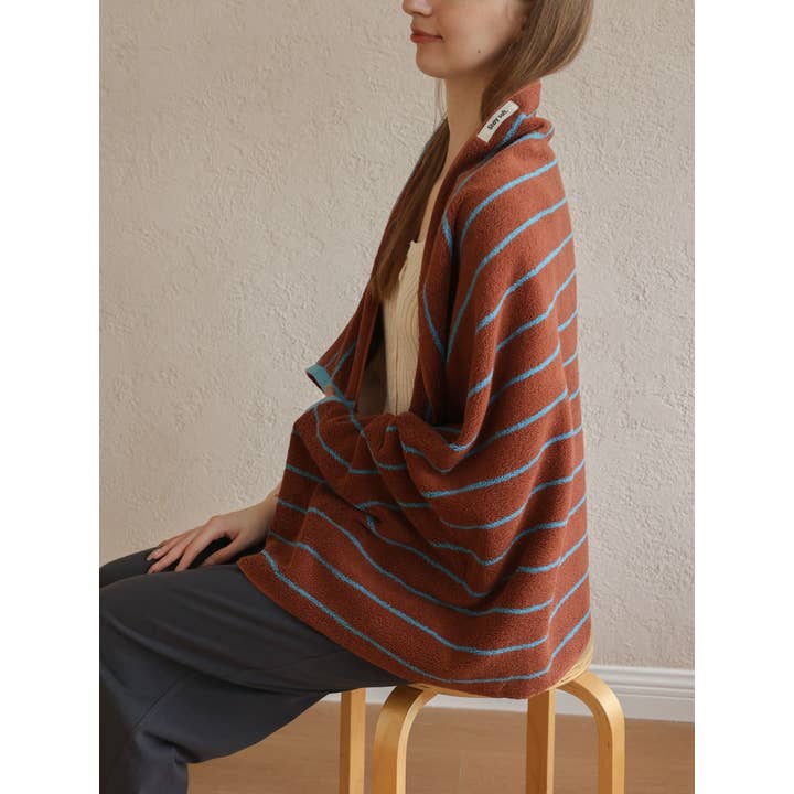 INSPECIAL HOME - Wholesale Bath Towel - 100% Cotton Retro Earthy-tone Pinstripe Soft Plush Towel 16