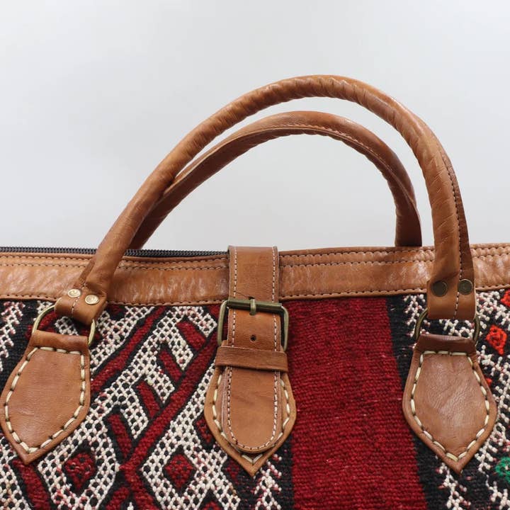 Melecraft - Venta al por mayor Bolsa de viaje - Mujer - Bolsa de viaje kilim de cuero marroquí estilo hipster3