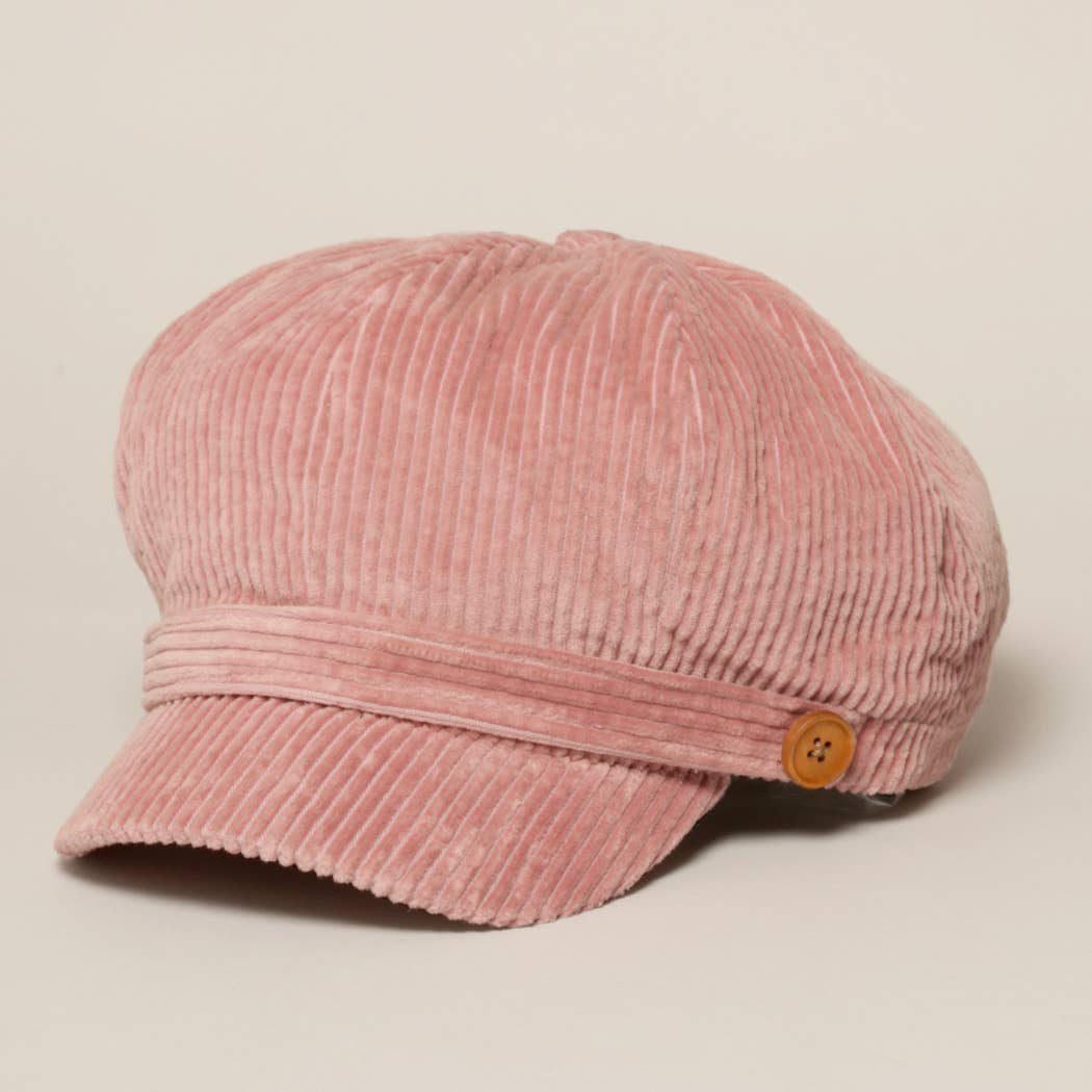 Fashion City - Wholesale Newsboy/Schoolboy Hat - Women's - Women's Solid Corduroy Cabbie with Buttons13