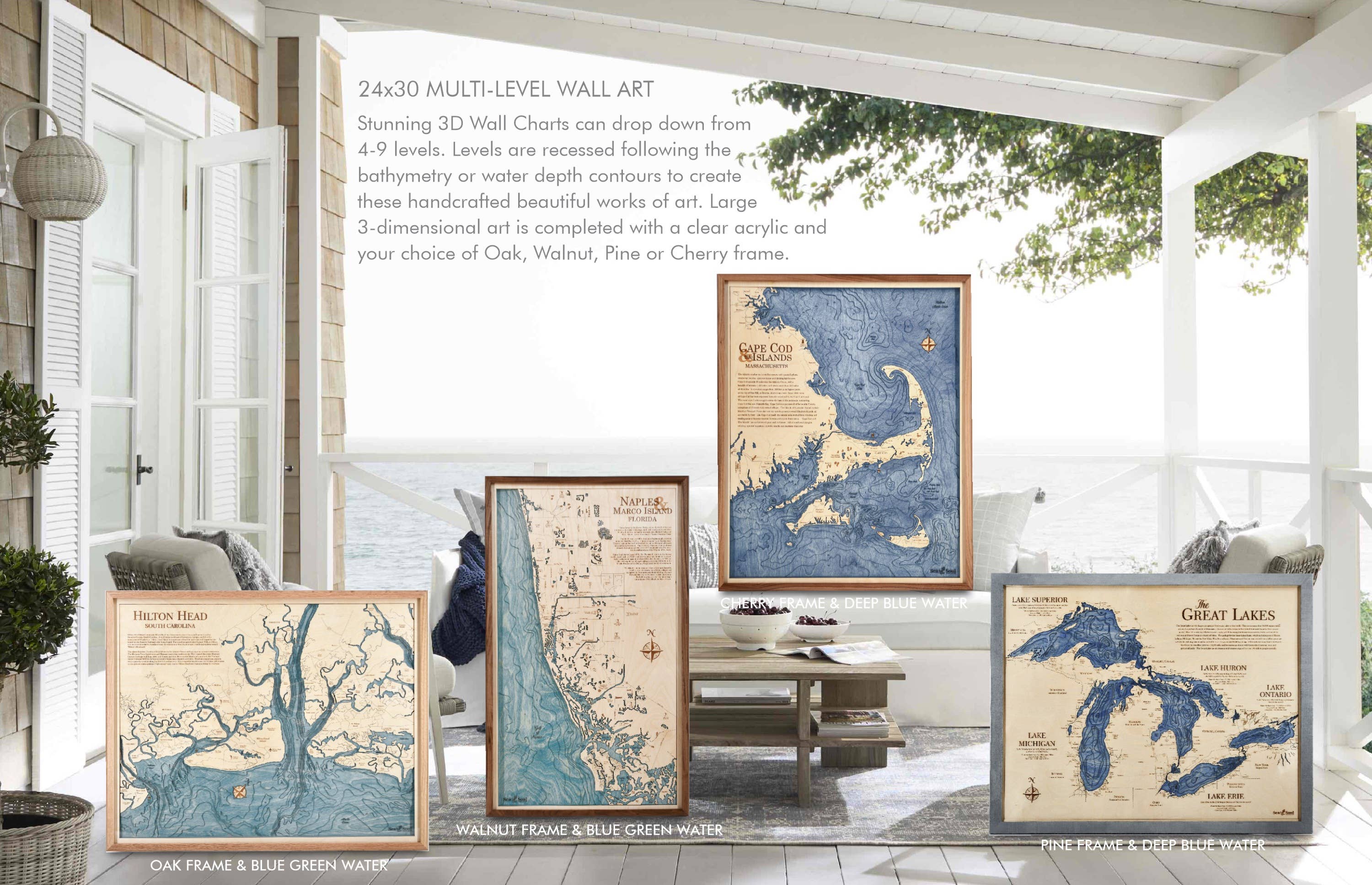 Sea & Soul Nautical Chart Art - Wholesale Map - Tampa Bay Nautical 3D Wood Map Wall Art, Coastal Home Decor8