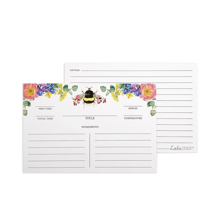Bee Recipe Card Refill Pack by Lola Design for wholesale by Lola Design Ltd
