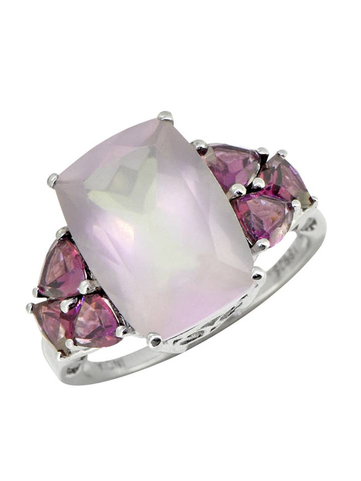 Rose Quartz Garnet 925 Sterling Silver Engagement Ring for wholesale by Tiramisu