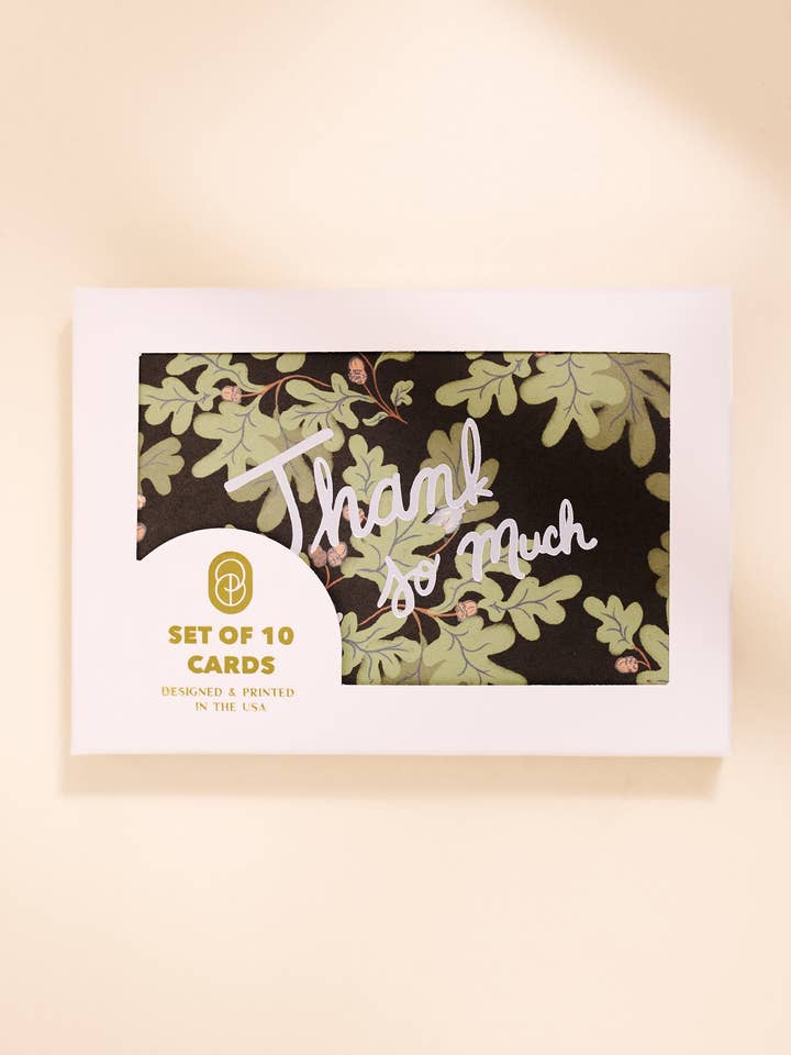 Biglietti di Ringraziamento Piegati con Stampa a Foglia di Quercia - Set di 10 per la vendita all'ingrosso da parte di One & Only Paper