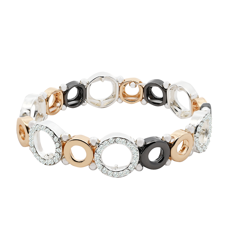 AMORINO SRL - Wholesale Cuff Bracelet - ELASTIC BRACELET WITH DIAMOND CIRCLES - SW23920E8630