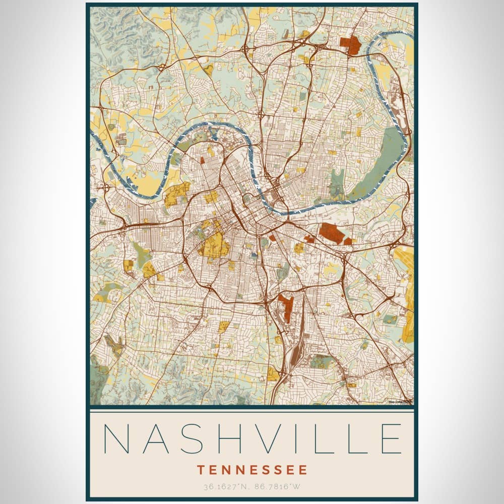 JACE.design - Wholesale Art Print - Nashville TN Map Print Woodblock2