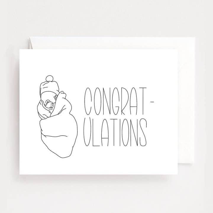 Baby Congratulations Card | Black & White greeting card for wholesale by Christine Collective Co