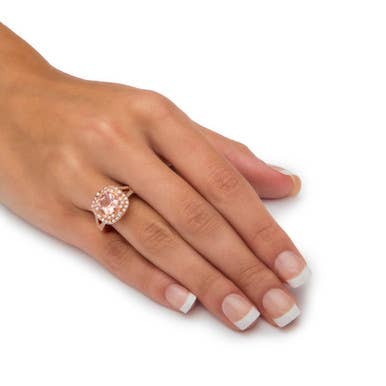 PalmBeach Jewelry - Wholesale Cocktail/Statement Ring - 2.03 TCW Cushion Cut Pink Morganite CZ Halo Cocktail Ring3
