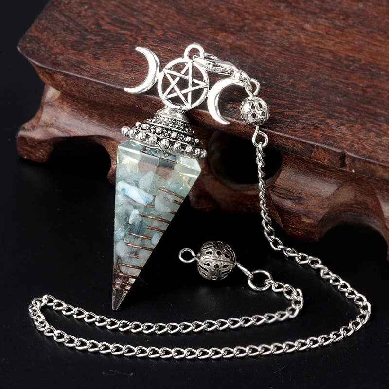 Gemcohub - Wholesale Spiritual Stone/Crystal - Moon Star Multicolor Hexagonal Pyramid Crystal Pendulum6