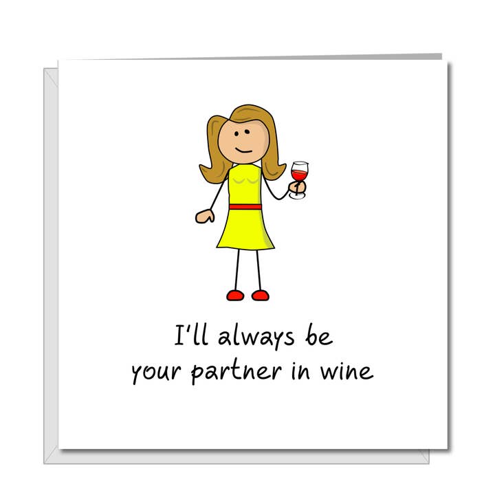 Funny Birthday card for Wine Lover - Mum Mom Dad Husband Girlfriend Friend - Friendship Any occasion Card. Funny humorous fun red white rose for wholesale by Swizzoo Cards