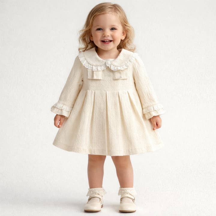 Baby Girl Woven Dress with Lace Collar | 6–24 Months for wholesale by Omnis Pura
