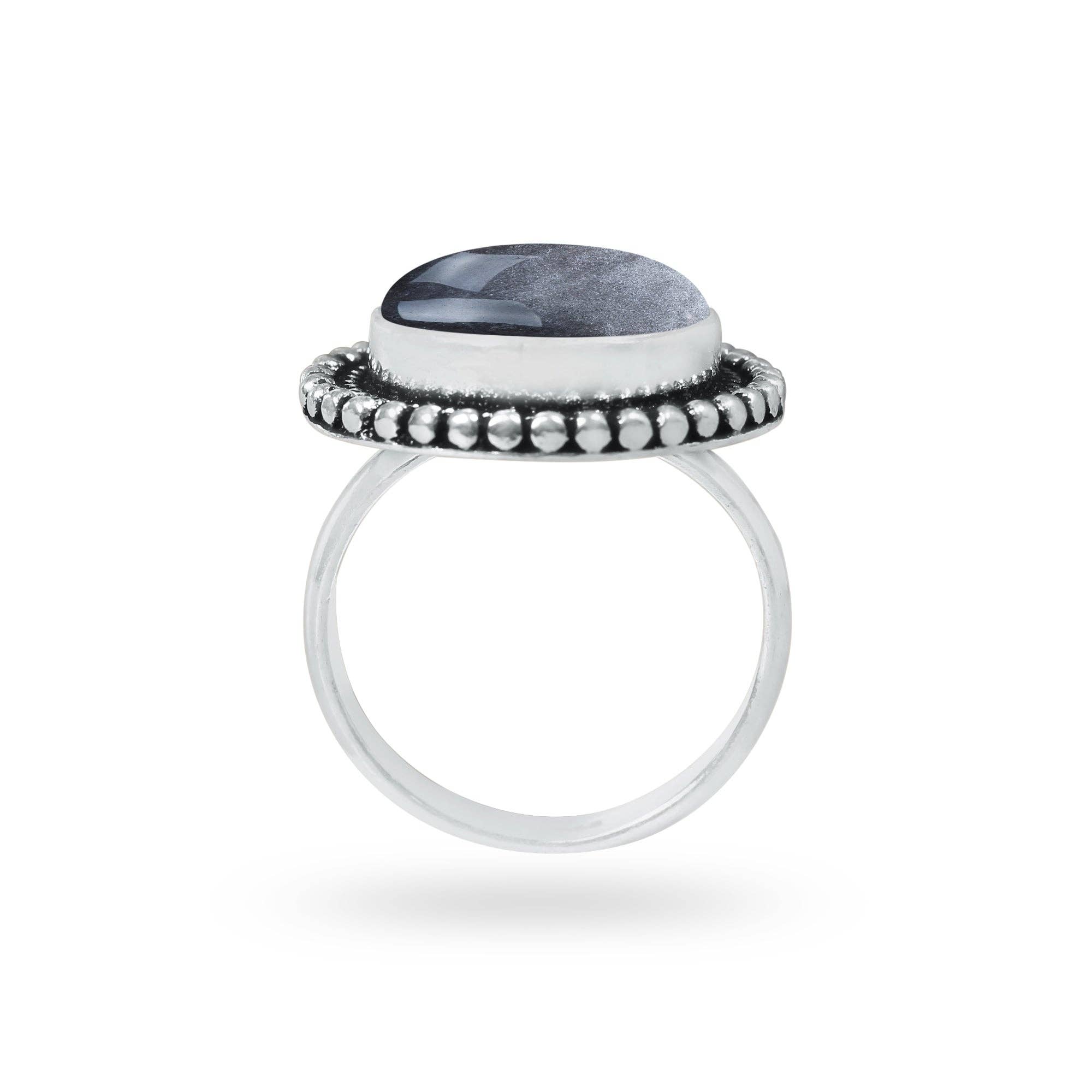 Handmade Jewels - Wholesale Cocktail/statement ring - Silver Sheen Obsidian Rings – Handmade, Silver-Plated, Mystical Glow (Made to Order)1