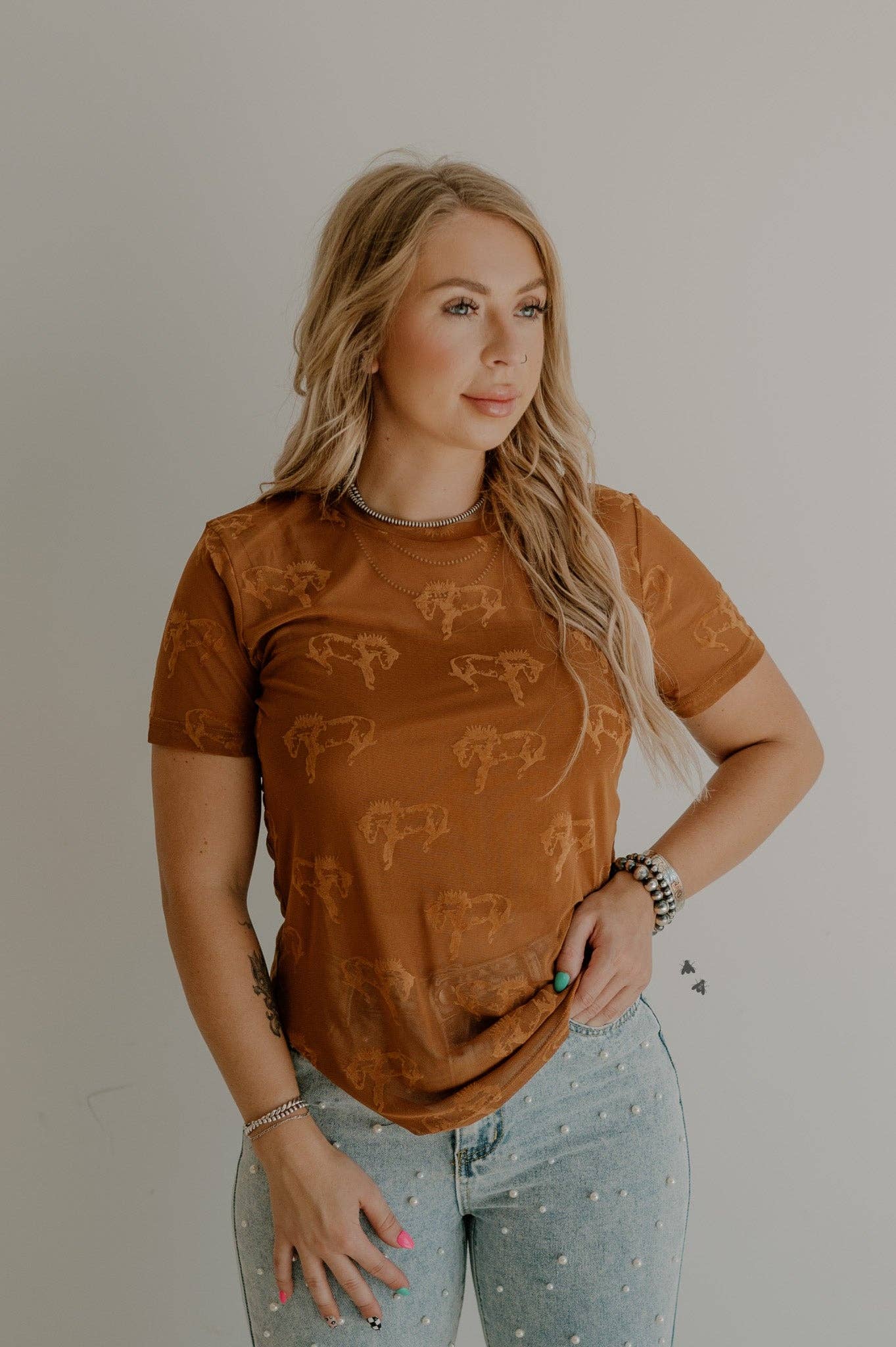 2 Fly Co - Wholesale T-Shirt - Women's - BUCK FIFTY TEE *SADDLE7