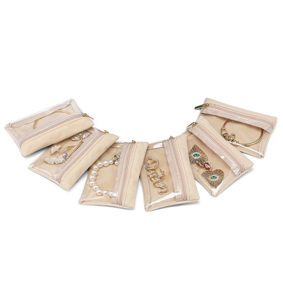 wandf - Wholesale Jewelry Box/Organizer - 6Pcs Portable Jewelry Storage Pouch, Transparent Zipper Bags1