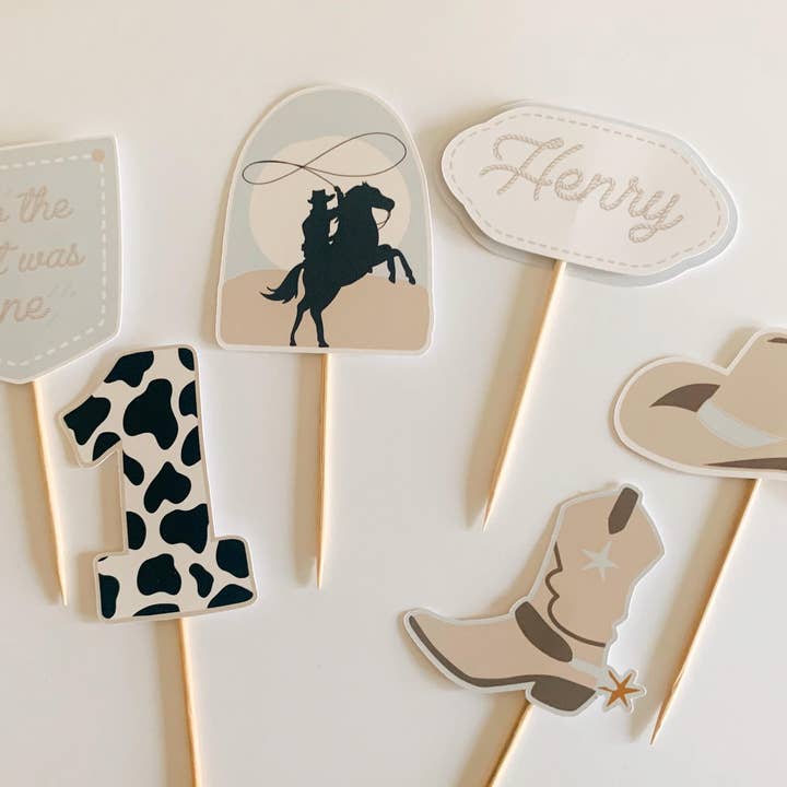 Décorations de Cupcakes Thème Cowboy & Rodéo pour 1er Anniversaire pour la vente par Uncouth Coco