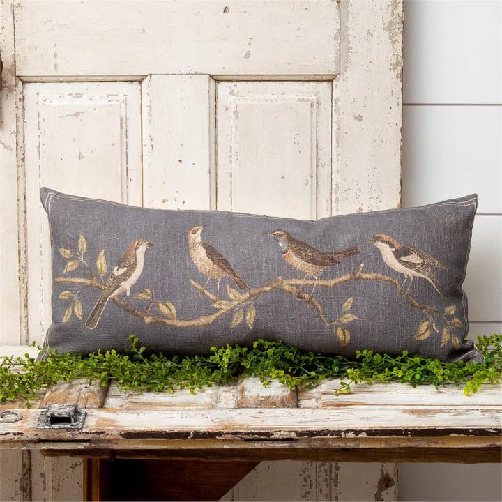 Audrey's Home & Gift - Wholesale Lumbar Pillow - Lumbar Pillow - Birds On Branches (PC)