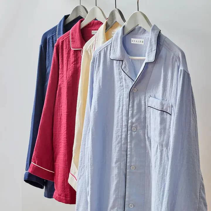 UCHINO - Vente Haut et bas de pyjama – unisexe - Pyjama en gaze de guimauve UCHINO - Bleu foncé