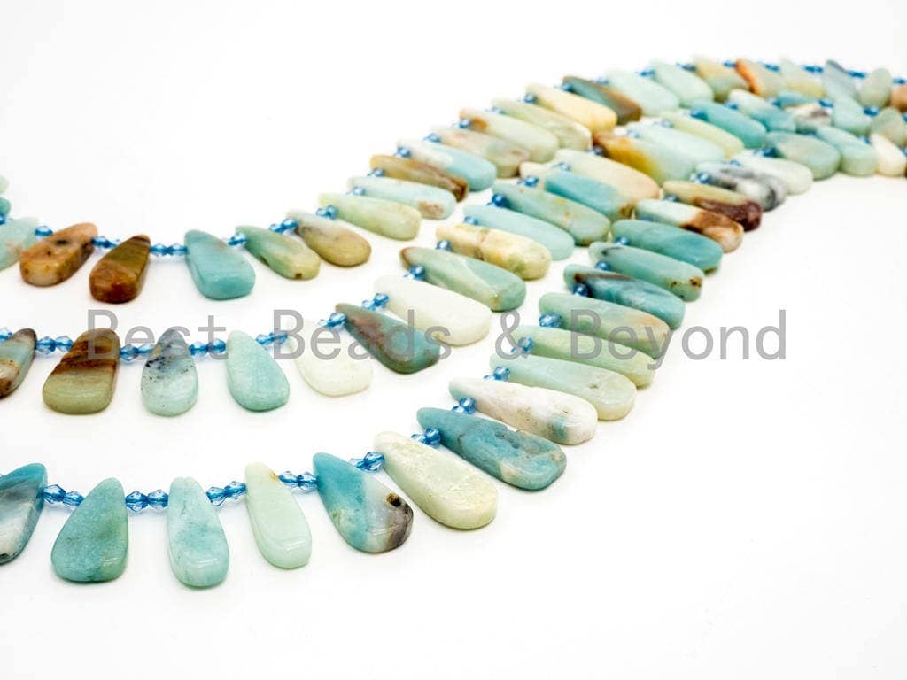 BestBeads&Beyond – wholesale Beads – High Quality Natural Amazonite Teardrop beads, 23-36mm, Long Teardrop Blue Gemstone Beads, 15.5inch strand, SKU#U1420