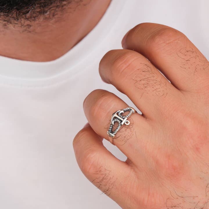 Gowa Design – wholesale Smycken - Herr – Ankarring för män Nautisk ring Ocean Lover Ring 925 Sterling Silver Ankarsmycken Kaptengåva Make Present Far Present Brudgumman