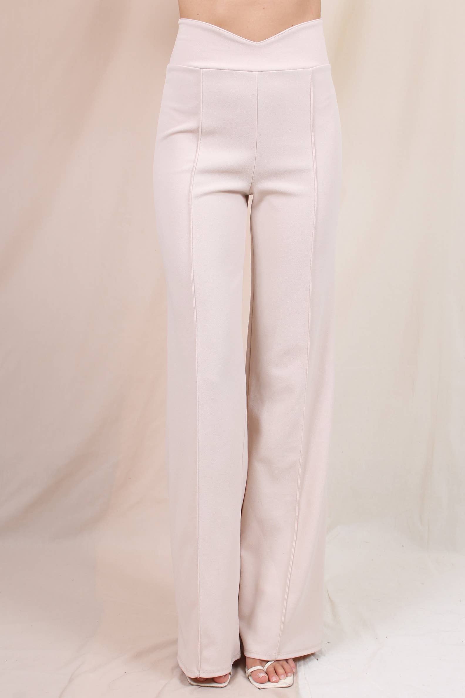 Fore Collection - Wholesale Pants - Women's - DRESSY HIGH WAISTED V CUT PINSTRIPE TROUSERS -PD5710F010