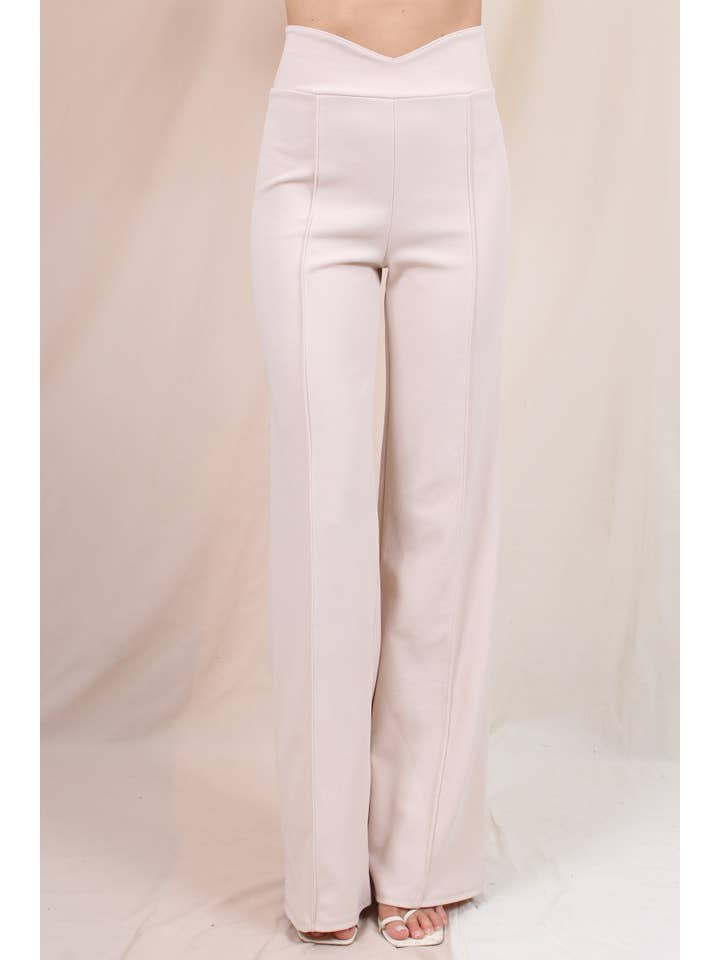 Fore Collection - Venta al por mayor Pantalones - Mujer - PANTALONES ELEGANTES DE RAYA DIPLOMÁTICA CON CORTE EN V DE TALLE ALTO -PD5710F02