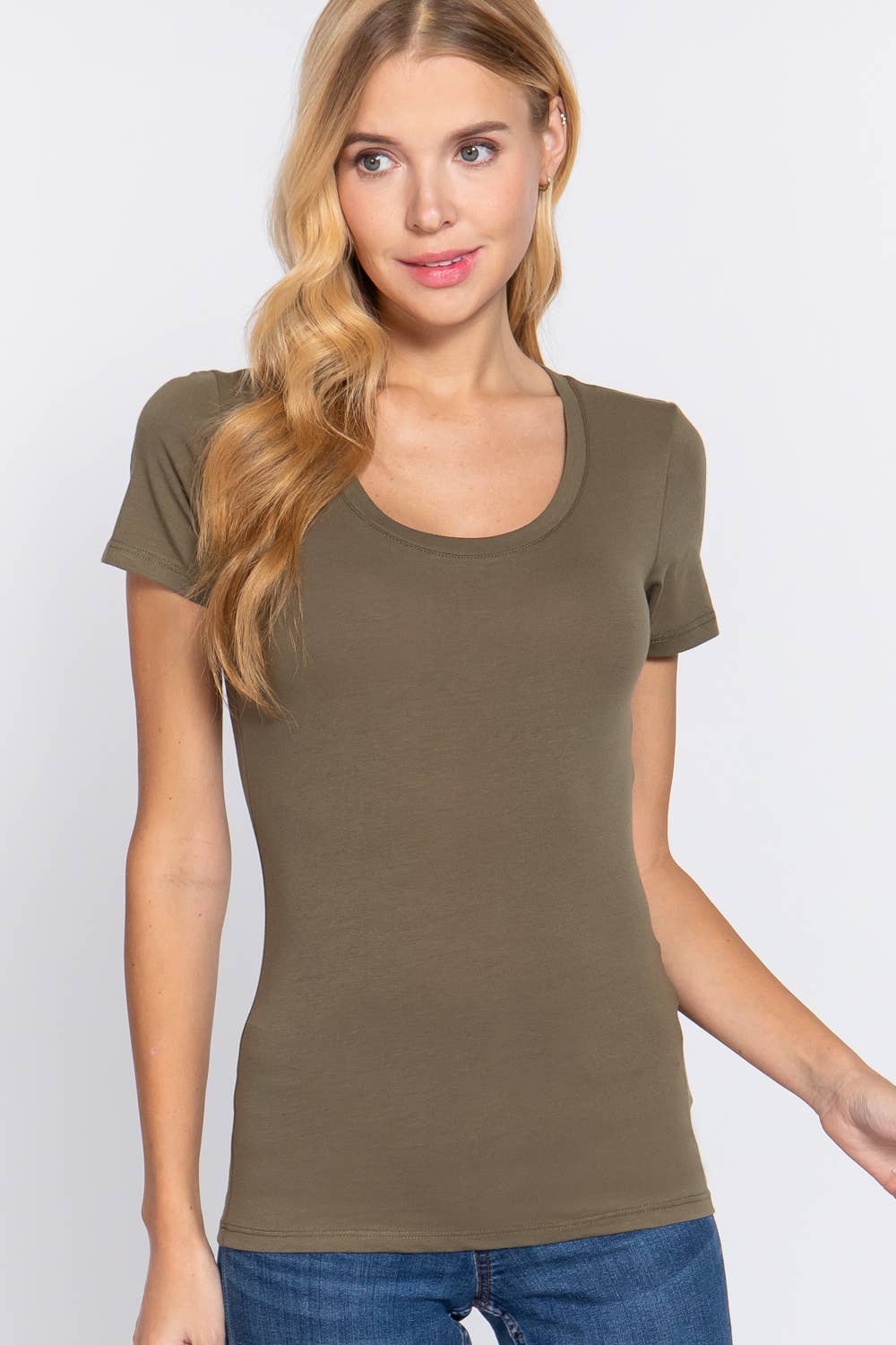 Active Basic | Active USA – Engroshandel T-shirt – til kvinder – Kortærmet top i bomuldstrikot med rund hals48