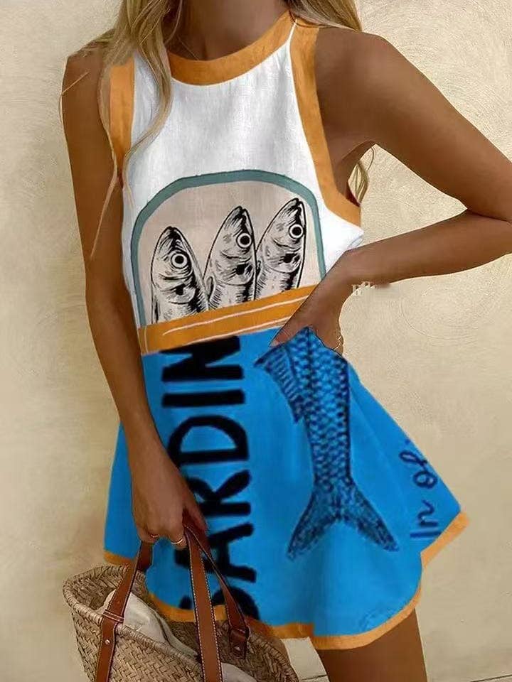 alberalkirk - Wholesale T-Shirt - Women's - Ocean Inspired Sleeveless Longline Casual Shirt N25Z121