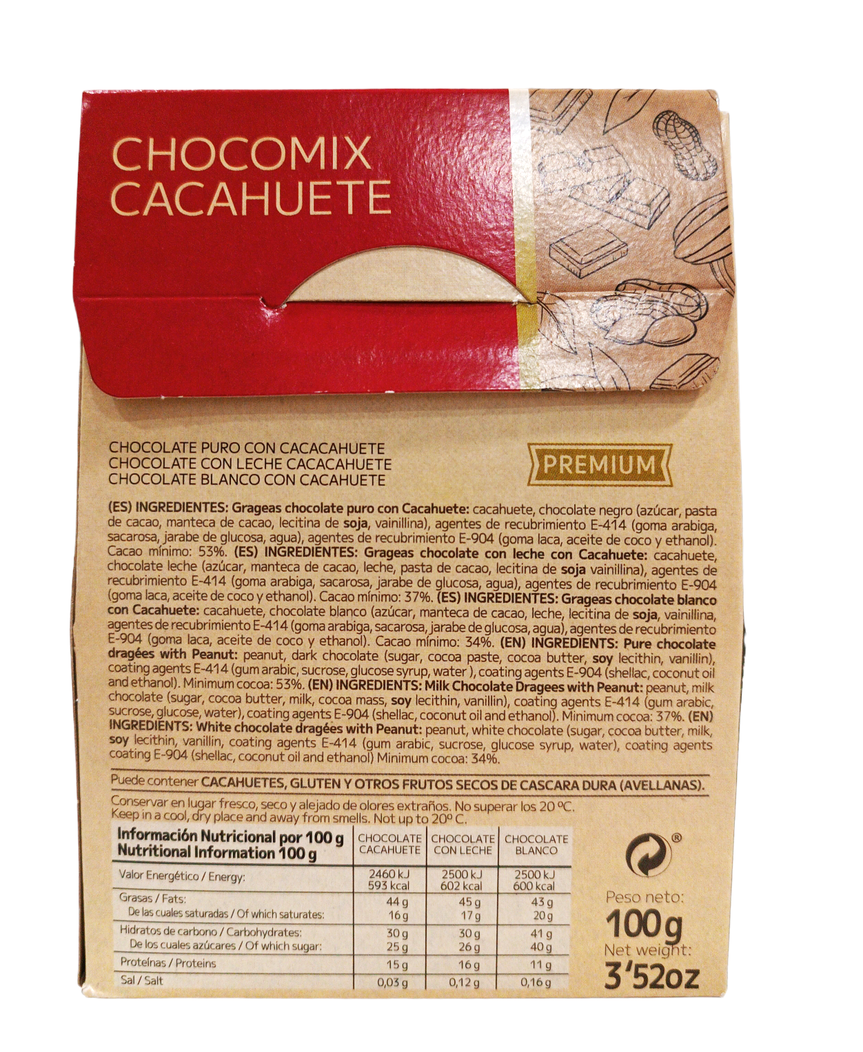 Chocolates Marcos Tonda - Wholesale Chocolate Covered Sweets - Chocomix Peanut 100G – Packaging in Braille1