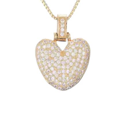 Or jaune Collier en acier avec initiales pavées et lettres à bulles, or 14 carats en vente sur Faire21
