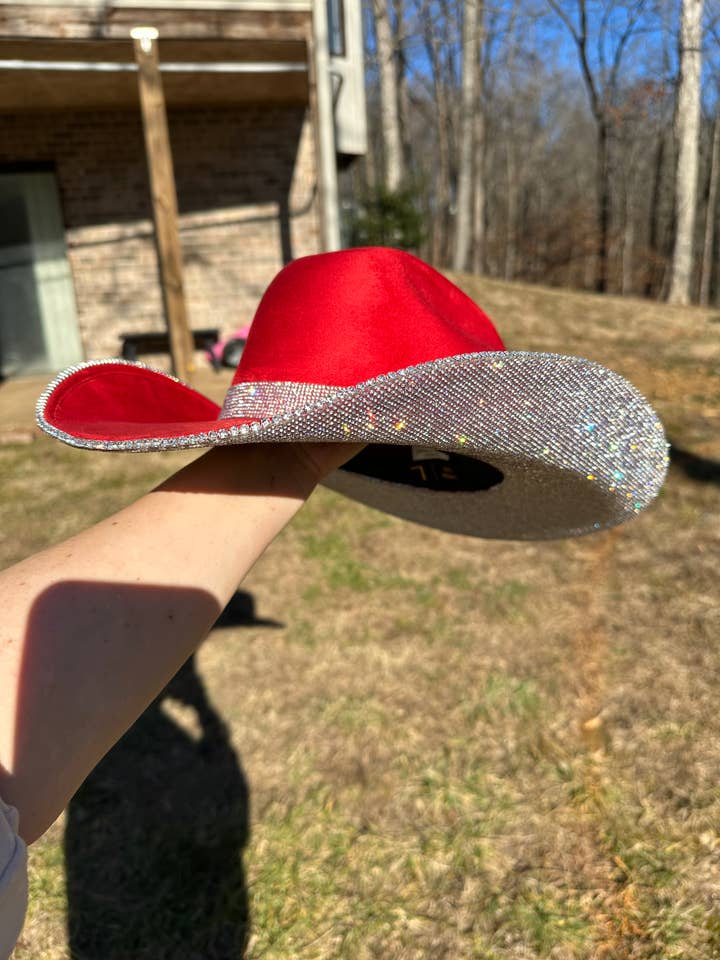 Cherry Red Suede Hat for wholesale by Rhinestone Cowgirl