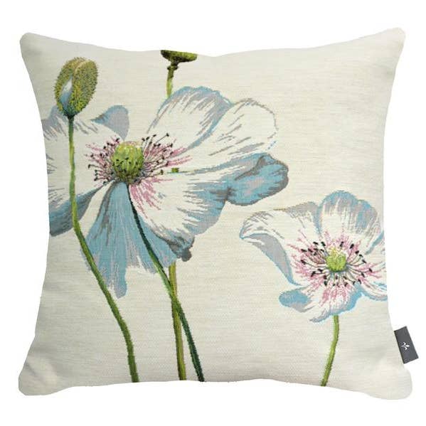 Housse De Coussin Duo De Pavot Blanc pour la vente par Art De Lys