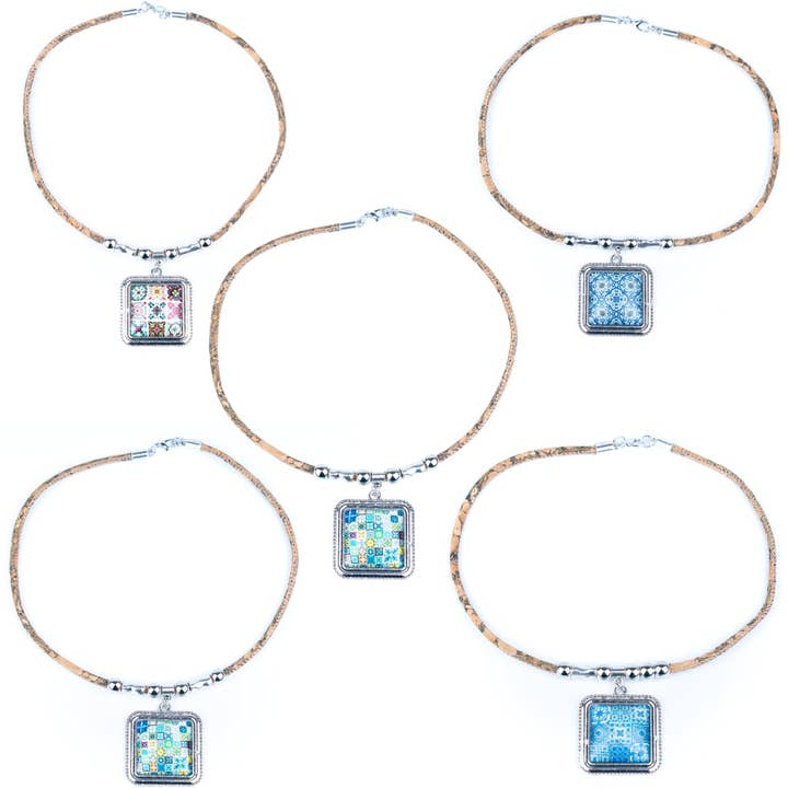 Collar de corcho portugués · Diseño de azulejos N-175-MIX-5 para venta al por mayor de Meninas Bonitas Cork