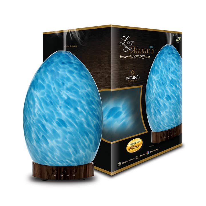 Greenair Inc. - Wholesale Electronic Diffuser - Lux Blue Marble hand-blown glass aroma diffuser holiday gift