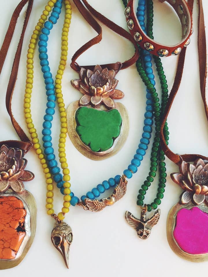 Groene lotusketting voor wholesale door Michelle DaRin Jewelry